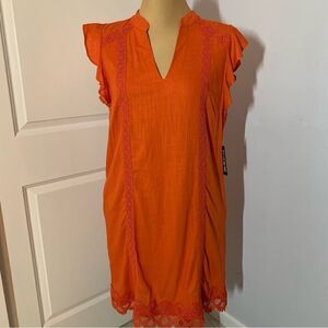 New York & Company NWT Orange Midi Linen Blend Dress